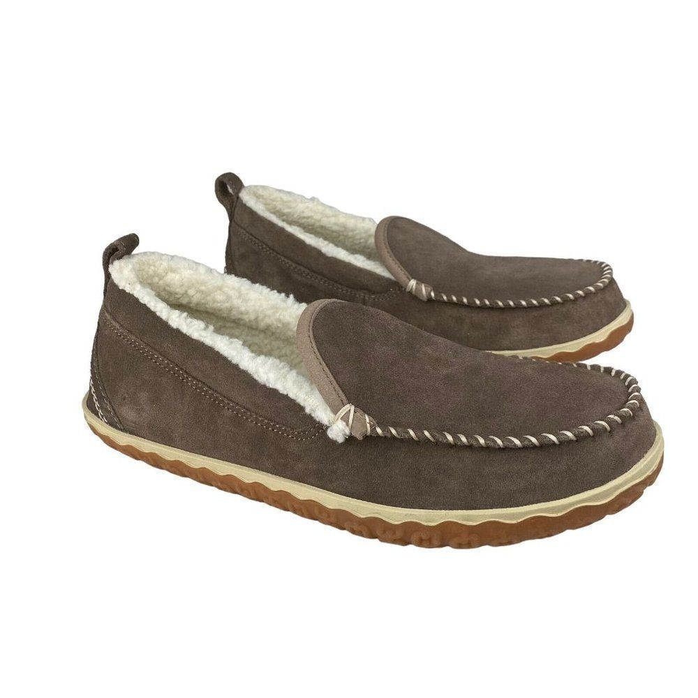 L.L. Bean Women's Mountain Slippers Moccasin Brown Suede Fleece Lined